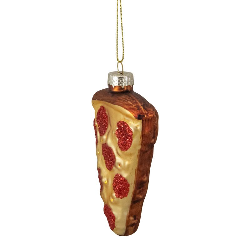 Northlight 4" Pepperoni Pizza Slice Glass Christmas Ornament, 4 of 6