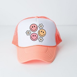 The Juniper Shop Groovy Flower Smiley Face Youth Foam Trucker Hat - 1 of 2