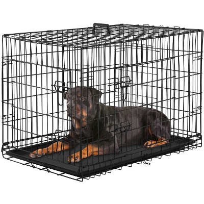 Fdw 42 Inch Dog Crates For Large Dogs Folding Mental Wire Crates Dog Kennels Pet Dog Cage Crate With Double door Removable Tray And Handle black Target