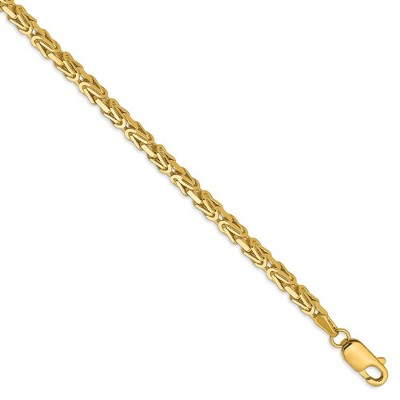 Black Bow Jewelry 2.5mm, 14k Yellow Gold, Solid Byzantine Chain Bracelet