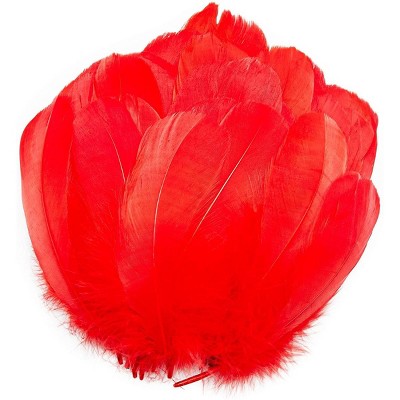 Bright Creations 100 Pieces Red Goose Feathers for Art and Crafts, Costumes, Decorations (6-8 in)