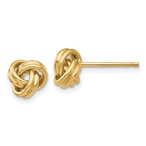 Black Bow Jewelry 7mm Grooved Love Knot Post Earrings in 14k Yellow Gold - 1 of 4