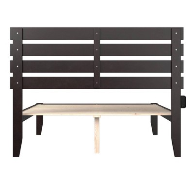 Oxford Espresso Full-Size Wood Frame Bed with USB Charger