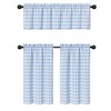 Kate Aurora Country Farmhouse Living Blue Plaid Gingham 3 Pc Kitchen Curtain Tier And Valance Set - 56 in. W x 36 in. L - 2 of 2