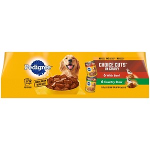 Pedigree Beef, Gravy and Chicken Flavor Variety Pack Choice Cuts in Gravy Wet Dog Food - 13.2oz/12ct - 1 of 4