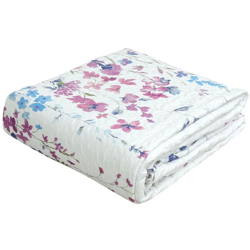 Legacy Decor 3 PCS Quilt Bedspread Coverlet White Floral Design Ultra Soft Microfiber Oversize, 4 of 5