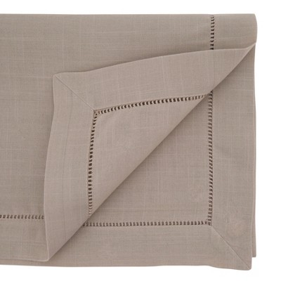 Taupe Polyester Hemstitched Border Table Runner, 16" x 54"