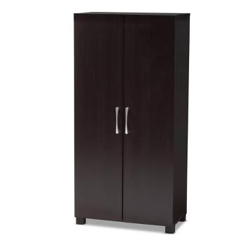 Marine Wenge Finished 2 Door Wood Entryway Shoe Storage Cabinet Brown - Baxton Studio