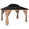 HAPPATIO 11' × 13' Wood Gazebo, Outdoor Hardtop Gazebo with Mosquito Nets and Curtains - 2 of 4