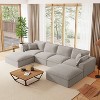 142'' U-Shaped Modular Sectional Sofa, Luxury Fully Compressed Couch with Ottomans & Cloud-Like Cushions - ModernLuxe - 2 of 4