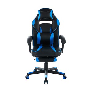 360° Swivel Height Adjustable Gaming Chair with Retractable Footrest & Ergonomic Lumbar High Back PU Leather Computer Chair with Headrest for Office - 1 of 4