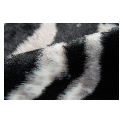 Acadia Black and White Faux Fur Zebra Area Rug