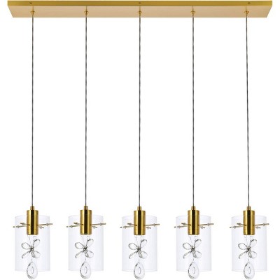 Elegant Lighting Hana 5 lights Gold Pendant