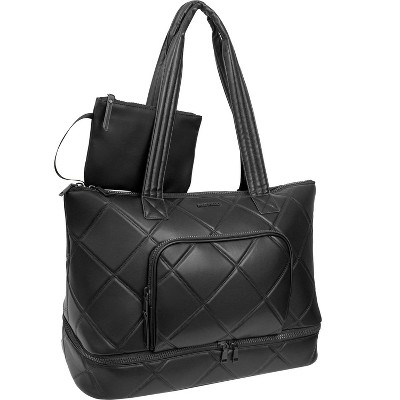 Max Studio 21 Inch Lamby Diamond Quilted Drop Bottom Duffle Bag
