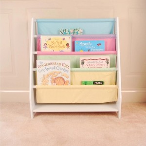 FONTOI Kids Bookshelf for Kids Rooms, Canvas Sling Magazine Bookcase, Baby Toy Organizer Toddler Nursery Book Shelves, White, 11.8"*22.56"*24.8" - 1 of 4