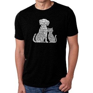 LA Pop Art Men's Premium Blend Word Art T-shirt - Dogs and Cats - 1 of 4