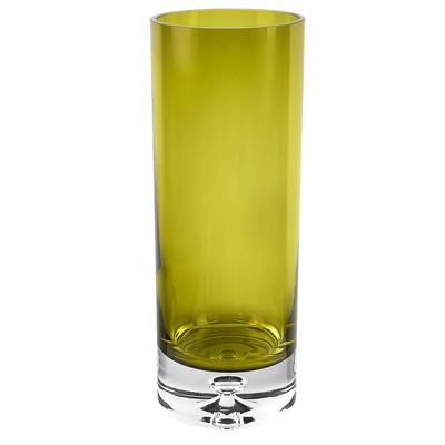 HomeRoots 11" Green Crystal Glass Cylinder Table Vase