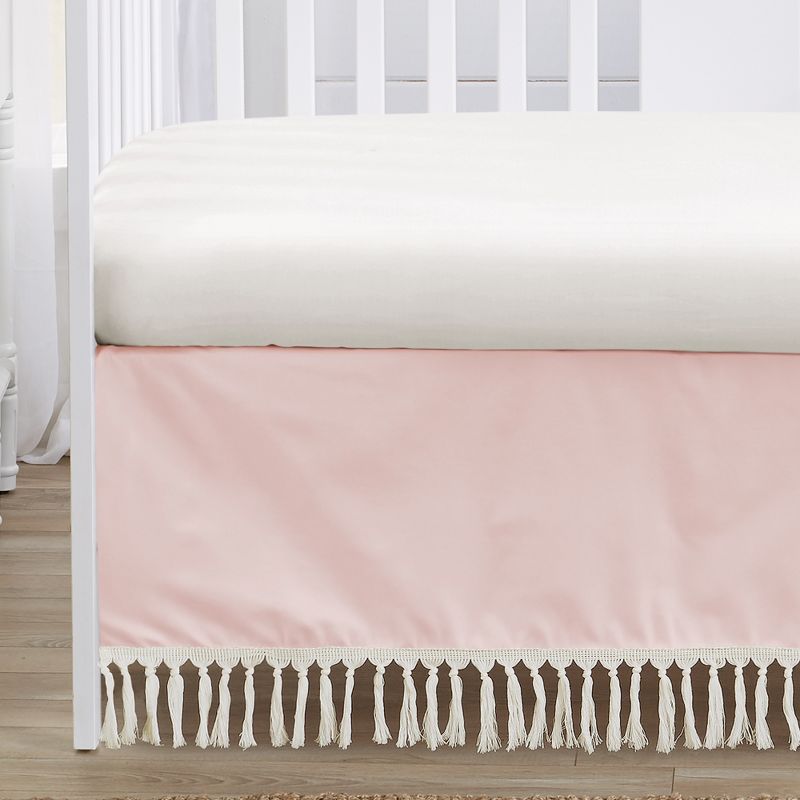Sweet Jojo Designs Girl Baby Crib Bedding Set - Boho Fringe Blush Pink and Ivory 4pc, 4 of 7