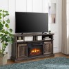 Vynxaria 58" Antique Brown TV Center with 23" Fireplace and Sliding Doors - 3 of 4