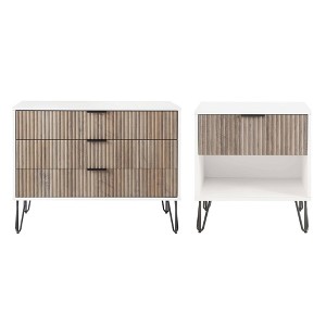 Manhattan Comfort Dumbo 2pc Modern 3 Drawer Dresser and 1 Drawer Nightstand Set - 1 of 4