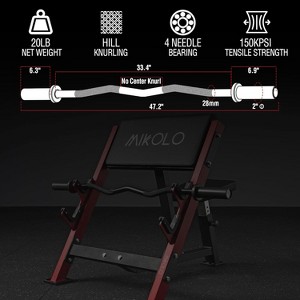 EZ Curl Bar, 2 Inch Olympic Curl Bar for Biceps and Triceps, 47” Curling Bar with Knurled Grip, 700LB Barbell Bar - 1 of 4
