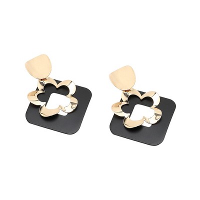 SOHI Women's Black Contrast Drop Earrings