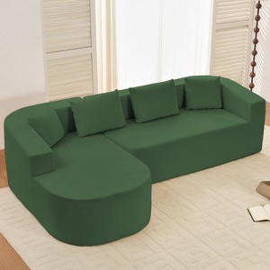 Mjkone 98''Chenille L-Shape Sectional Sofa with Curved Chaise，Modern Cloud 3-Seater Sofa Floor-hugging,No Assembly Required - 1 of 4