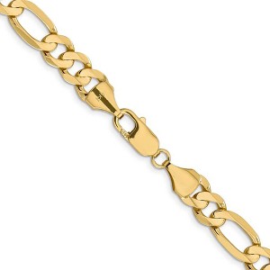 Black Bow Jewelry Men's 8.75mm, 14k Yellow Gold, Concave Figaro Chain Bracelet - 1 of 4