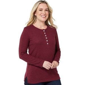 The Lakeside Collection Missy Henley Top Burgundy L - 1 of 1