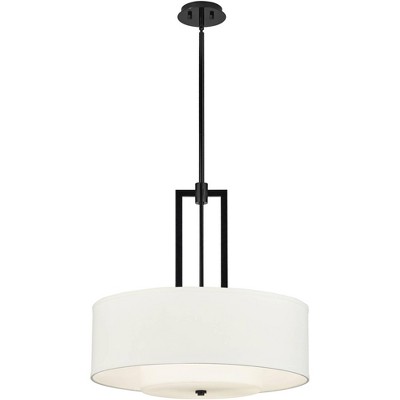 Contemporary Black Glass Drum Pendant Light 35"x12"x26"