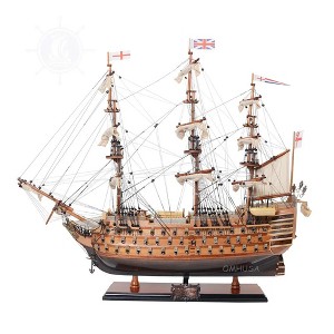 HMS Victory Ship Model – Wood & Metal – 27" H Fully Assembled Display Replica By Old Modern Handicrafts - 1 of 4
