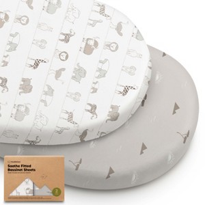 KeaBabies Organic Bassinet Sheet for Baby Girls, Boys, 2-Pack Soothe Bassinet Fitted Sheets, Bedside Bassinet Mattress Sheet - 1 of 4