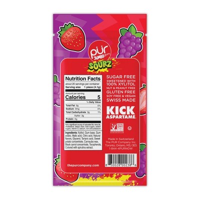 PUR Jumbo Gum Sourz Strawberry & Grape Flavor - 2.92oz