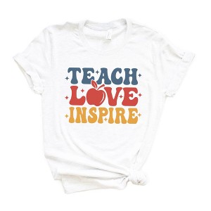 Simply Sage Market Women's Teach Love Inspire Apple Short Sleeve Graphic Tee - 1 of 2