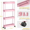 Acoinel Slim Rolling Storage Cart 4 Tier Bathroom Organizer Cart Mobile Shelving Unit Slide Out Utility Cart for Kitchen - 3 of 4