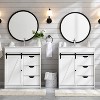 SinCiDo 30" Farmhouse Bathroom Storage Cabinet, Bathroom Dressing Table with Sink, Sliding Barn Door, 3 Drawers and Adjustable Shelves,White - 2 of 4