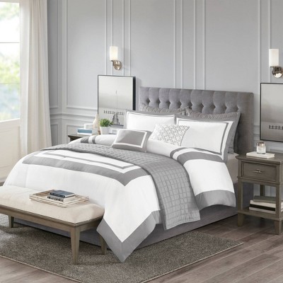 Gray Full Microfiber 8-Piece Comforter and Quilt Set