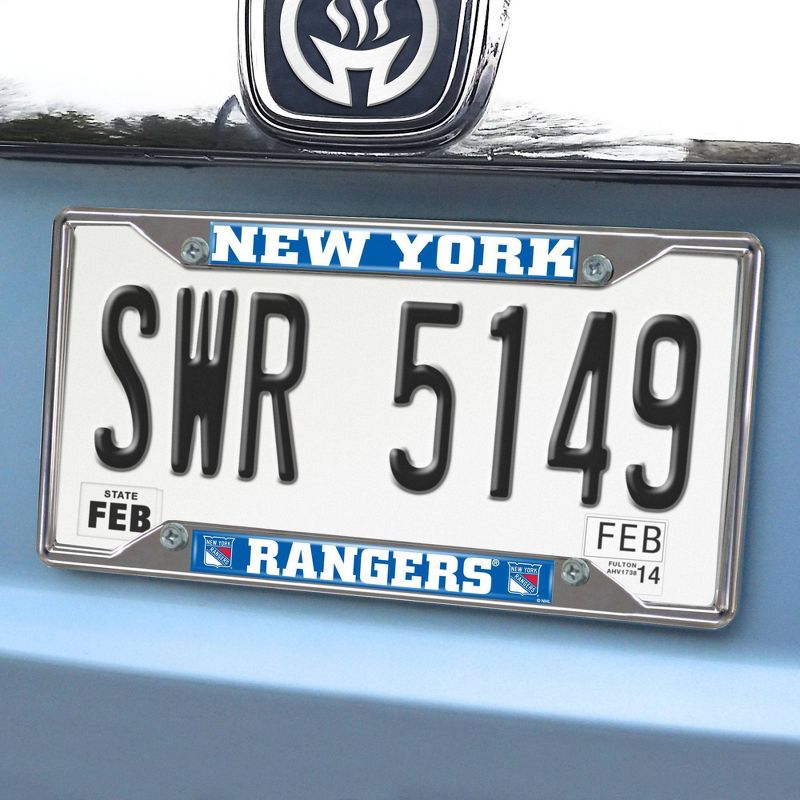 NHL New York Rangers Durable Chrome Metal License Plate Frame, Vibrant Team Colors, Secure Fit, 2 of 4