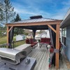 PURPLE LEAF Outdoor Hardtop Gazebo for Patio Galvanized Steel Double Roof Permanent Canopy Teak Finish Aluminum Frame Pavilion Gazebo with Netting - 2 of 4