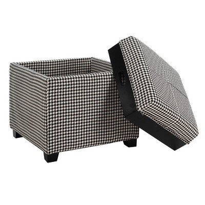Transitional Harrison Black & White Birchwood Tray Ottoman