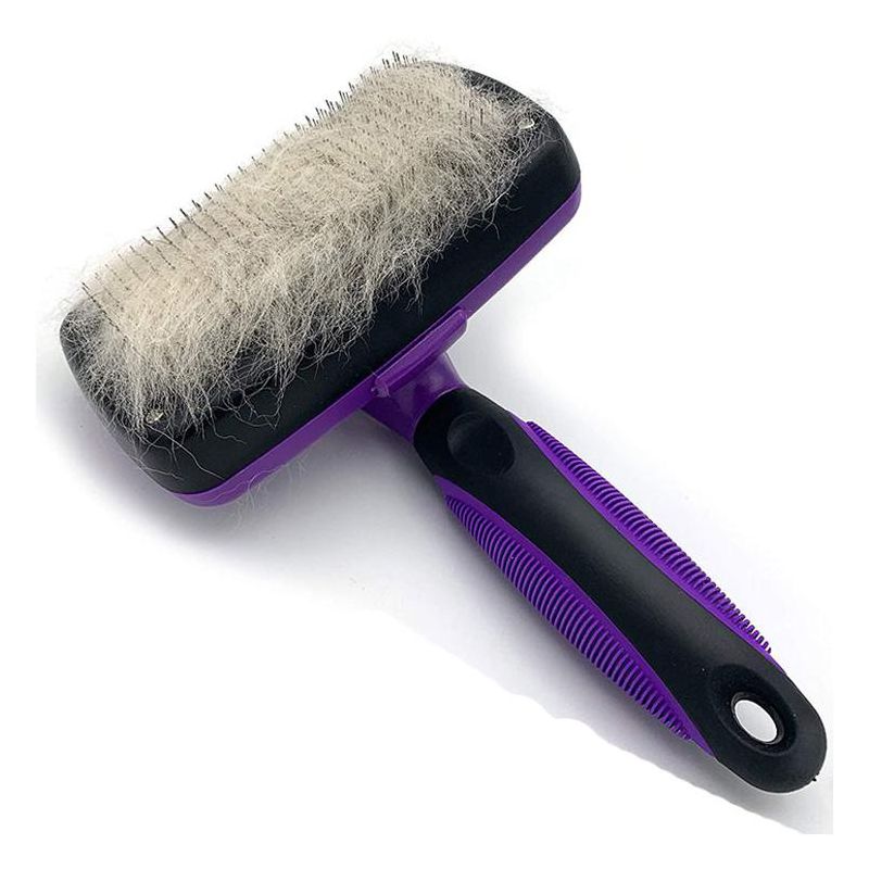 Link Worldwide Self Cleaning Dog and Cat Slicker Brush - Perfect for Grooming Tangled and Loose Hair, 1 of 7