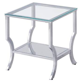 Saide End Table with Glass Top and Mirror Shelf Chrome - Coaster