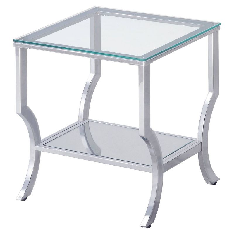 Saide End Table with Glass Top and Mirror Shelf Chrome - Coaster, 1 of 6