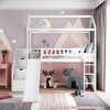 NicBex Twin Size Loft Bed House shape Wooden Bed Frame with Storage Stairs, Slide, Ladder and Full Length Guardrail, No Box Spring Required - 2 of 4
