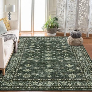 Area Rug Indoor Vintage Living Room Carpet Washable Distressed Rug Floral Bedroom Rug Retro Accent Throw Rug Office Dining Room Nursery - 1 of 4