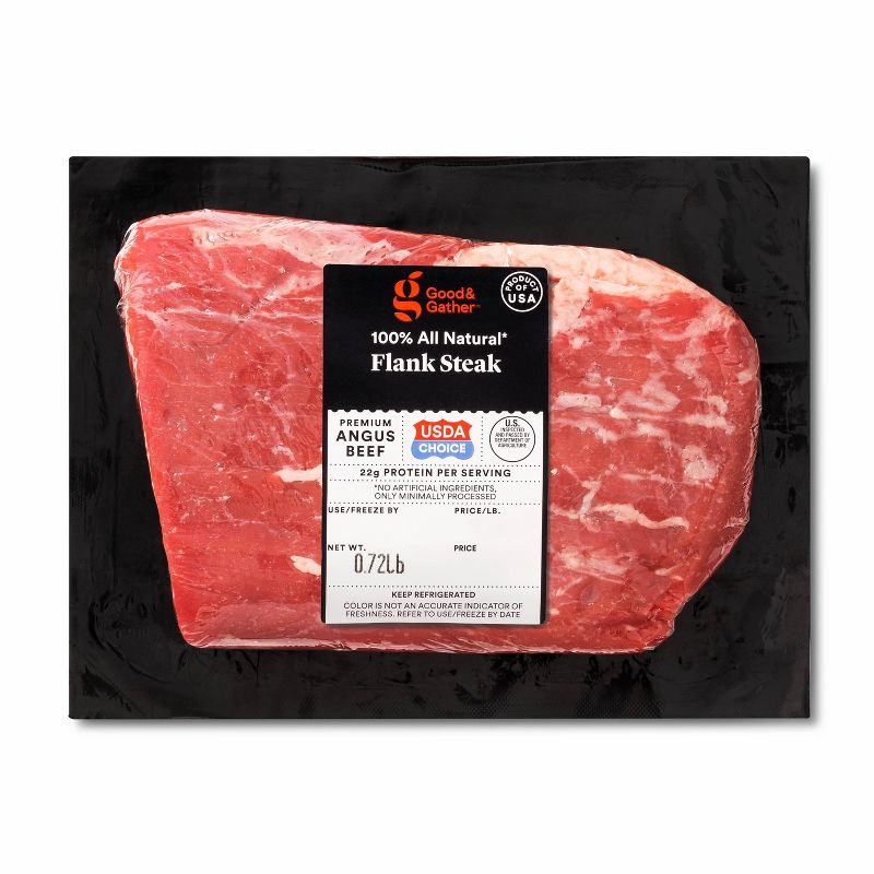 USDA Choice Angus Beef Flank Steak - 0.68-1.25 lbs - price per lb - Good &#38; Gather&#8482;, 1 of 6
