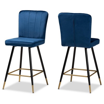 2pc Preston Two-Tone and Metal Bar Stool Set - Baxton Studio