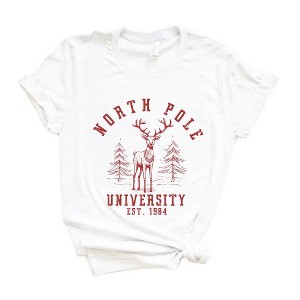 Simply Sage Market Women's North Pole University Deer Short Sleeve Graphic Tee - 1 of 4