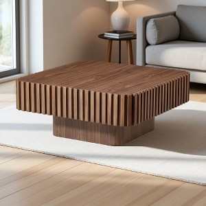 31.5" MDF Handcrafted Square Drum Coffee Table - 1 of 4