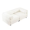 Stylish White Chenille 2-Seater Sofa with Storage Seat, Cylindrical Backrest and Armrests, Modern Fabric Loveseat Featuring Hidden Storage Space - 3 of 4